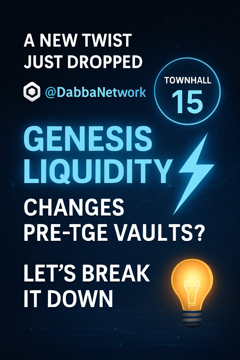 Something very different just dropped from <a href="/DabbaNetwork/">Dabba Network 🟨</a> during Townhall 15...

They might’ve just changed how pre-TGE vaults work and who actually benefits.

Let’s break down “Genesis Liquidity” and why it might actually fix presales 🧵