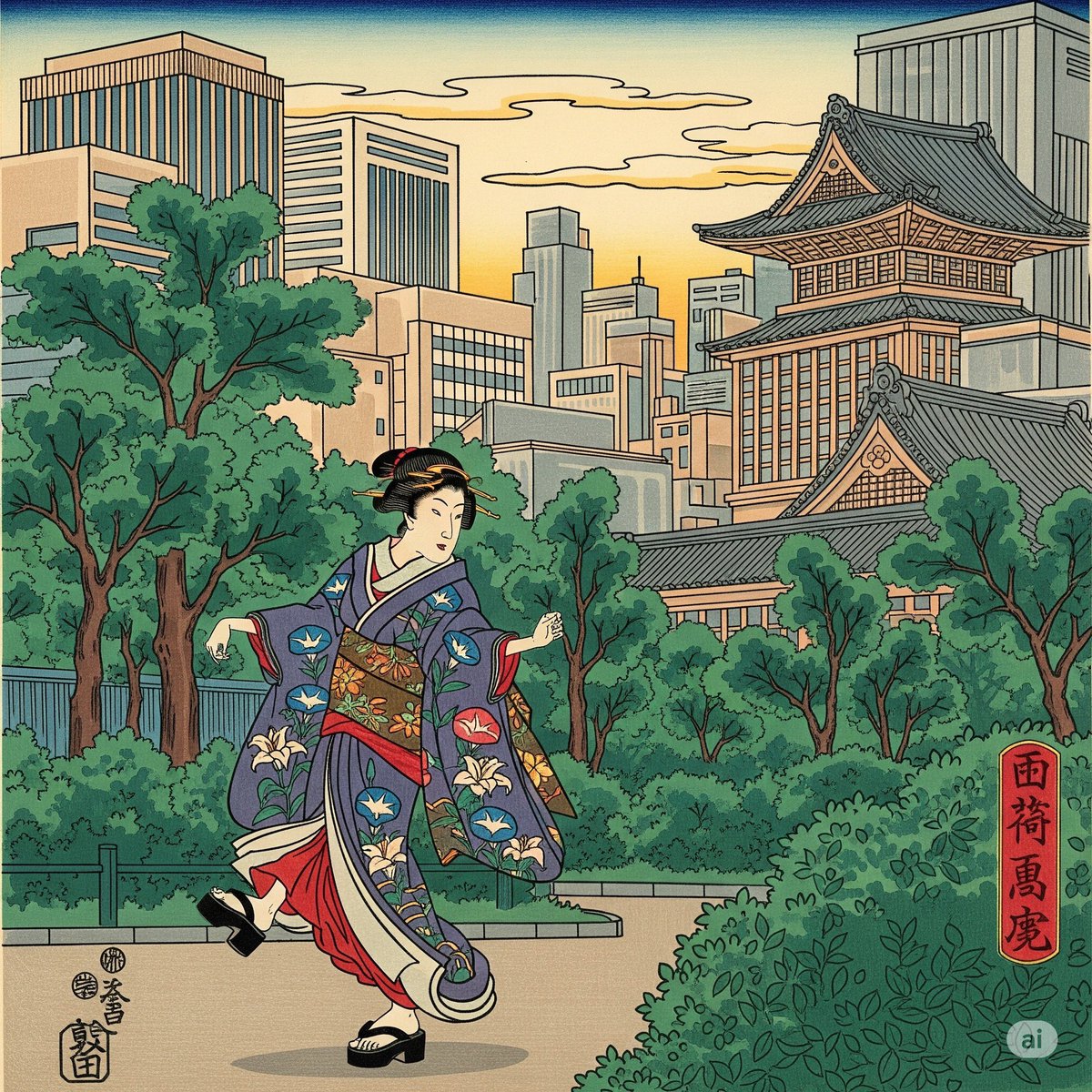 やっと金曜日だわ〜と浮かれながらウォーキングする江戸庶民