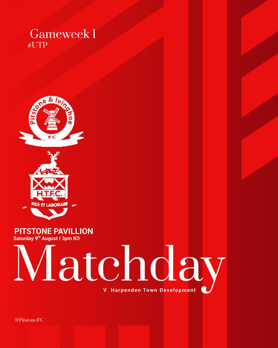 The wait is over!! We open the season against <a href="/Harpenden_Town/">Harpenden Town FC</a> Development team. See you all there!

📆 Saturday 9th August
🆚 <a href="/Harpenden_Town/">Harpenden Town FC</a> Devs
🏆 Div 2
⏰ 15:00 K/O
🏟️ Pitstone Pavilion
📍 LU7 9AP
🎟️ £5 on the gate (Children free)
🍻 Bar Open
🍱 Tea Bar

🔴⚪️⚫️🔴⚪️⚫️🔴⚪️⚫️