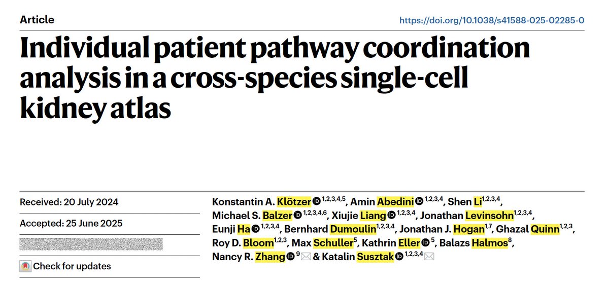 Katalin Susztak (@ksusztak) on Twitter photo 🚨 Big news from @SusztakLab! Our paper is out in <a href="/NatureGenet/">Nature Genetics</a>: "From Million-Cell Atlases to One-Patient Reports" 🧬🧑⚕️Together with biostats wizard @NancyRZhang and physician-scientist trainee <a href="/KonstantinKltz/">Konstantin Klötzer</a>, we built a cross-species single-cell kidney atlas and analytics 🚨 Big news from @SusztakLab! Our paper is out in <a href="/NatureGenet/">Nature Genetics</a>: "From Million-Cell Atlases to One-Patient Reports" 🧬🧑⚕️Together with biostats wizard @NancyRZhang and physician-scientist trainee <a href="/KonstantinKltz/">Konstantin Klötzer</a>, we built a cross-species single-cell kidney atlas and analytics