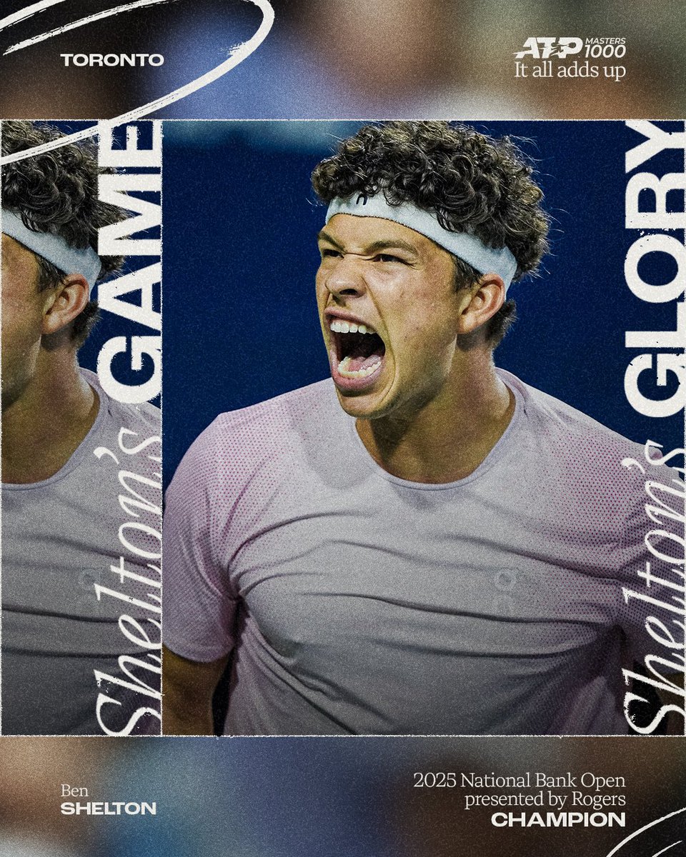 ATP Tour (@atptour) on Twitter photo Maiden Masters 1000 title secured π π
<a href="/BenShelton/">Ben Shelton</a> takes out Khachanov 6-7(5) 6-4 7-6(3) to claim the title in Toronto.
<a href="/NBOtoronto/">National Bank Open</a> | #NBO25 Maiden Masters 1000 title secured π π
<a href="/BenShelton/">Ben Shelton</a> takes out Khachanov 6-7(5) 6-4 7-6(3) to claim the title in Toronto.
<a href="/NBOtoronto/">National Bank Open</a> | #NBO25