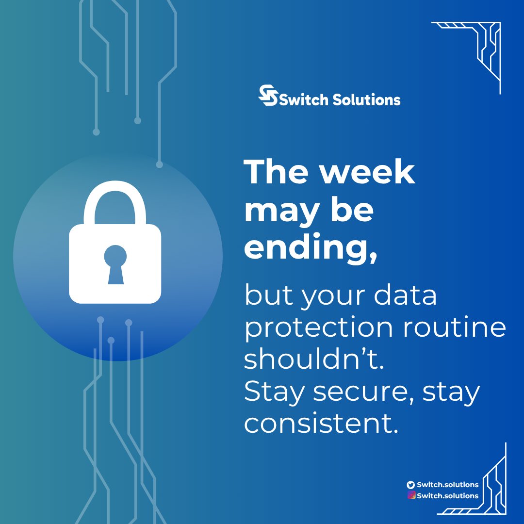 switchsolution_'s tweet image. Before you sign off, lock it up. Security doesn’t take weekends off.
#SwitchSolutions #DataProtection #StaySecure #CyberSmart #PrivacyMatters