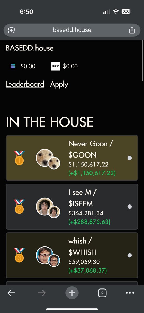 Goon on a generational run now that I have competition let’s catch up 
basedd.house/leaderboard