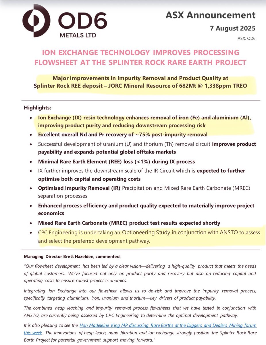 Spec_punter's tweet image. #OD6 

With all the #REE hype I’ve taken some #OD6

Total resource of 632Mt @ 1338ppm #TREO including indicated resource of 119Mt @ 1632ppm #TREO ✅

Looking at $VMM &amp;amp; $MEI, #OD6 valuation looks pretty crazy at 4.8M MC?

Look to be improving Mets

$MEI is 400M MC

$VMM is 120M MC