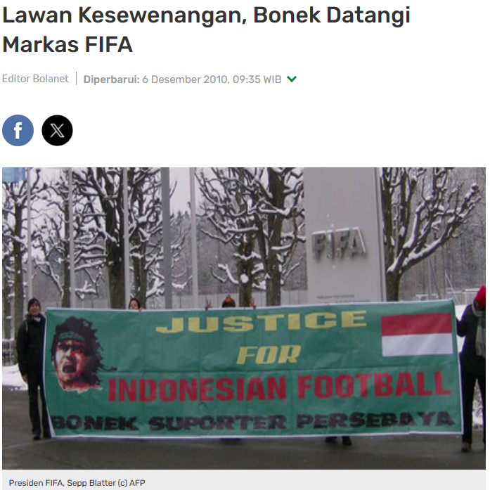InfosuporterID's tweet photo. Kilas Balik : tahun 2010 silam, kawan kawan Bonek menempuh jarak puluhan ribu kilometer menuju markas FIFA di Zurich, Swiss, untuk menggelar sebuah aksi. 

Lewat Petisi, Bonek memberikan informasi tentang kebobrokan sepakbola Indonesia di bawah rezim NH kala itu https://t.co/pIAdYrms3c