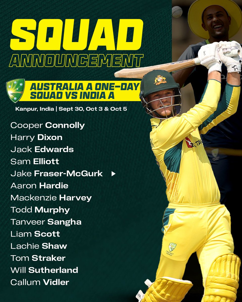 👏 Congratulations to Will Sutherland on your selection in the Australia A One-Day squad to tour India in September-October.

#TrueBlues #cricketaustralia