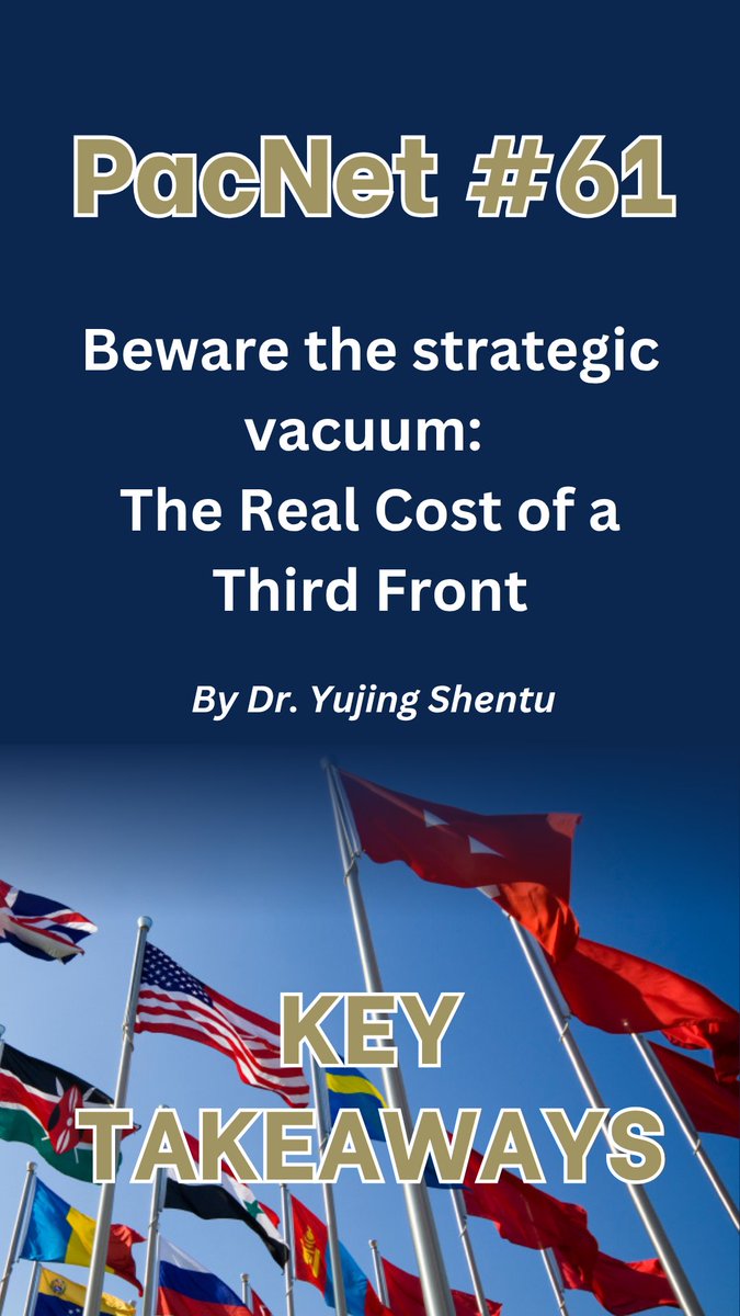 PacificForum's tweet photo. โ ๏ธ Can the #US handle a third front?
In #PacNet 61, Dr. Yujing Shentu warns that a new major conflict could drain US bandwidth, leaving a strategic vacuum in the #IndoPacific.
Read: https://t.co/Uk5QhSyW93
#NationalSecurity #USForeignPolicy https://t.co/ZumbkY5Z6h
