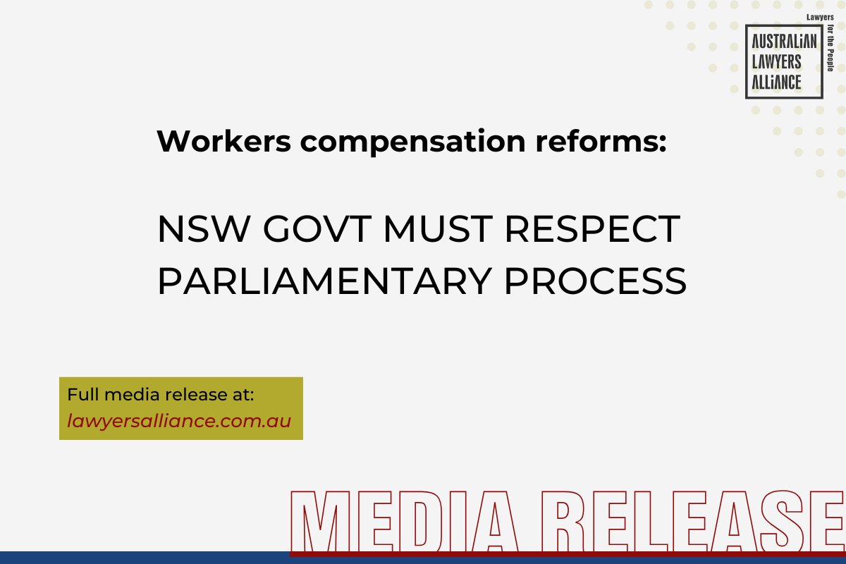 We're seriously concerned about the introduction of a second workers comp bill into NSW Parliament.

“The previous bill was referred to committee for proper scrutiny &amp; consideration”

“Our democracy relies on Government paying due regard to consultation”

lawyersalliance.com.au/Web/News/Media…