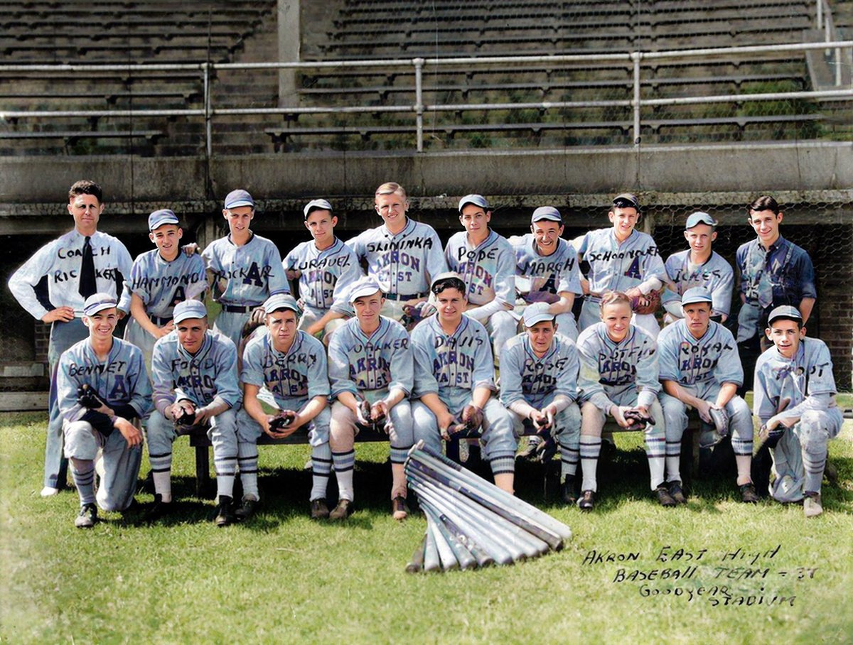 thomtr's tweet photo. Grok 4 is amazing, old photo of my dad’s baseball team in AKRON, OH… @elonmusk https://t.co/EvzWrn41ti