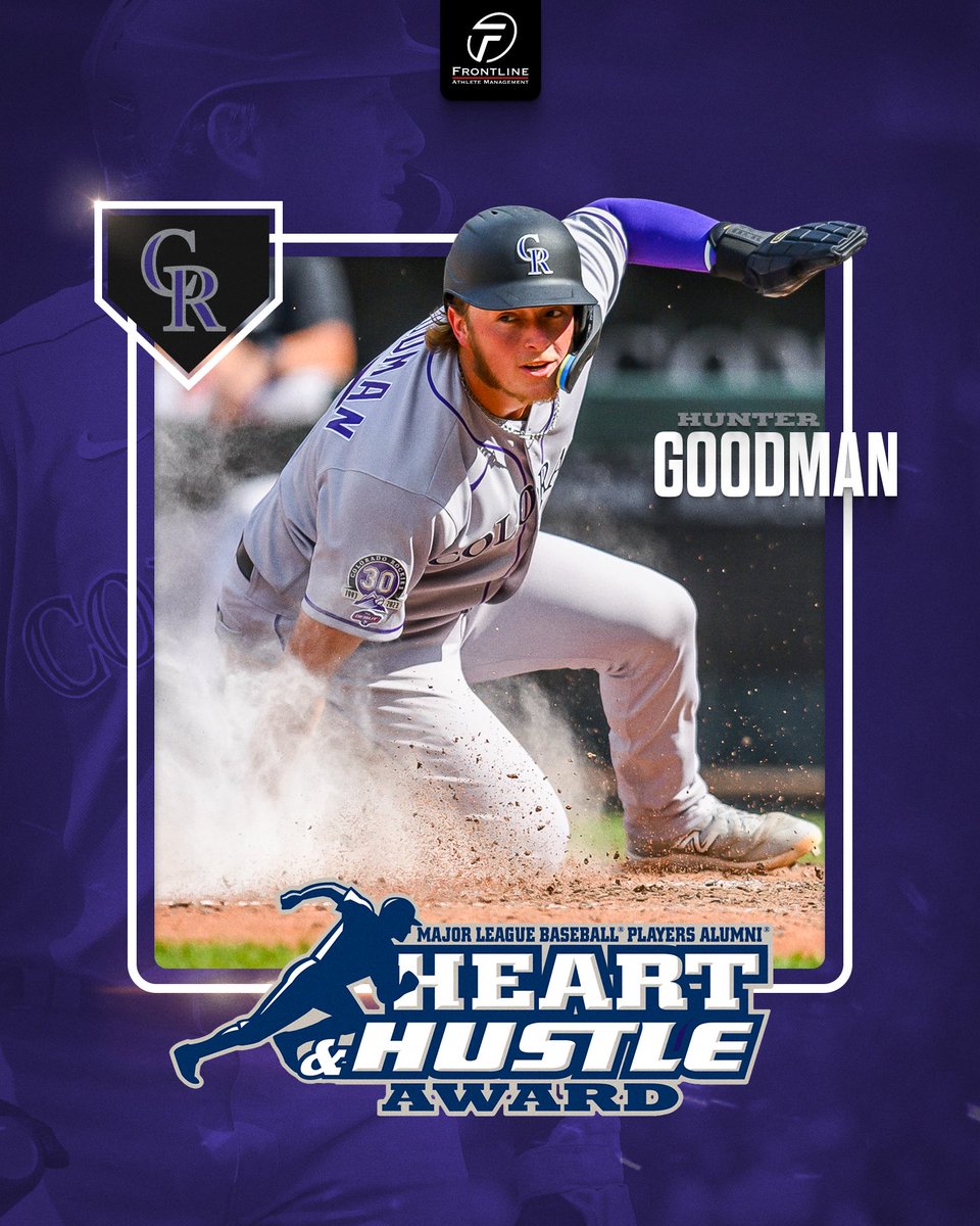 Frontline (@frontlineam) on Twitter photo Every day Goody’s hustlin’ 
Congrats <a href="/HunterGoodman35/">Hunter Goodman</a> on being named the Rockies’ <a href="/MLBPAA/">MLBPAA</a> 2025 Heart & Hustle Award Winner! 
#FrontlineFamily #Rockies Every day Goody’s hustlin’ 
Congrats <a href="/HunterGoodman35/">Hunter Goodman</a> on being named the Rockies’ <a href="/MLBPAA/">MLBPAA</a> 2025 Heart & Hustle Award Winner! 
#FrontlineFamily #Rockies
