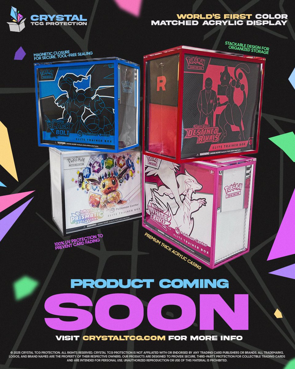 World’s FIRST Color Matched Acrylic ETB Display Cases

crystaltcg.com

Tomorrow @ 9:00 PM EST

Colored Acrylic ETB Cases, Magnetic closure, 100% UV blocking, Easy stacking