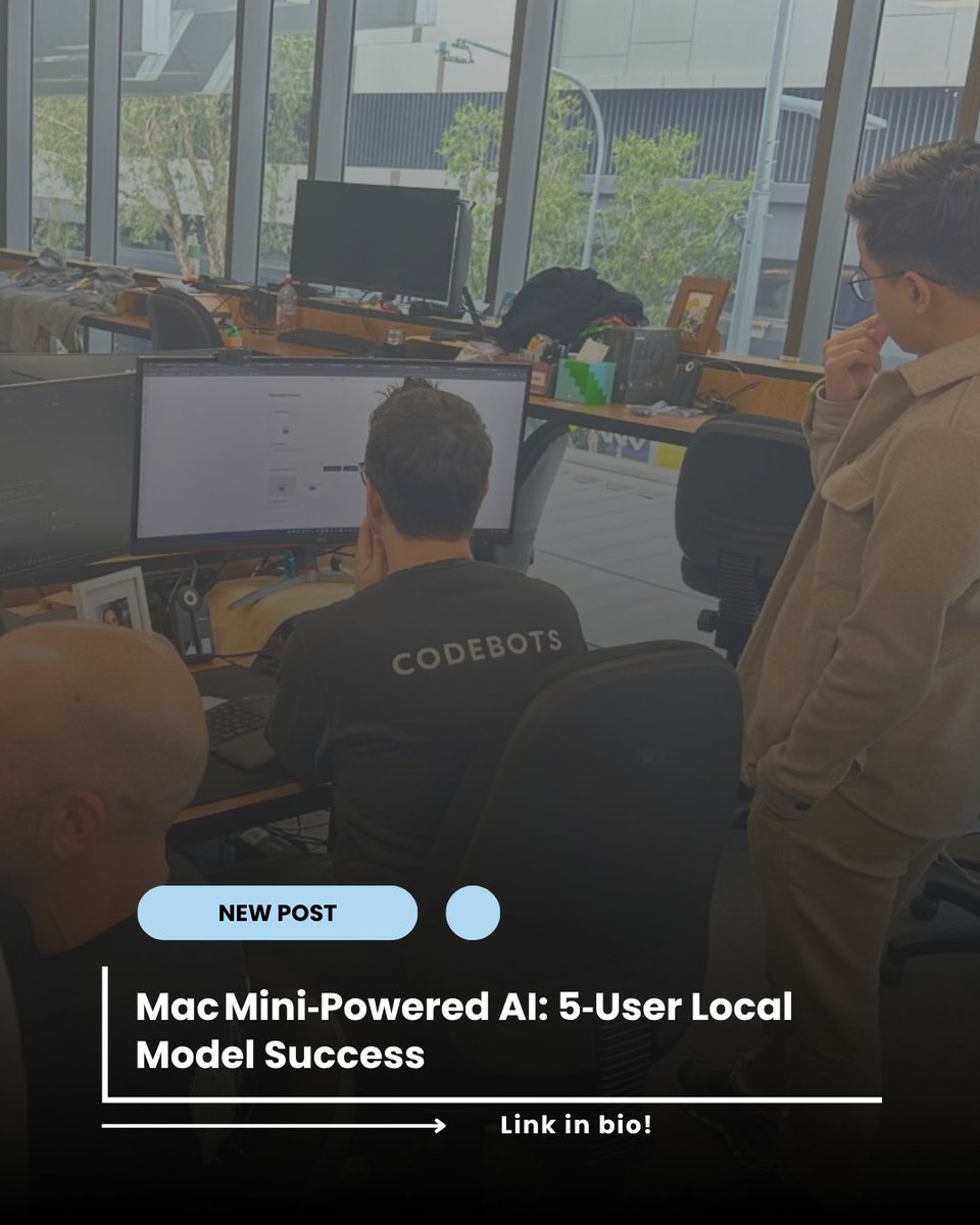 WorkingMouse_'s tweet image. Mac Mini-Powered AI: 5-User Local Model Success

workingmouse.com.au/insights/blogs…

#LocalAI #AI #MacMini #MachineLearning #TechInnovation