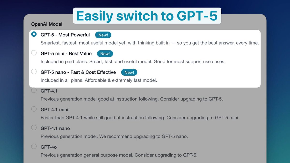 UglyRobotDev's tweet image. GPT-5 is live on DocsBot! (with no downtime whew)
Smarter, cheaper, fast... I'm blown away at how it excels at customer service with it's huge world knowledge. It goes back and forth with users to debug the most complex support issues from our docs and ticket history- with no…