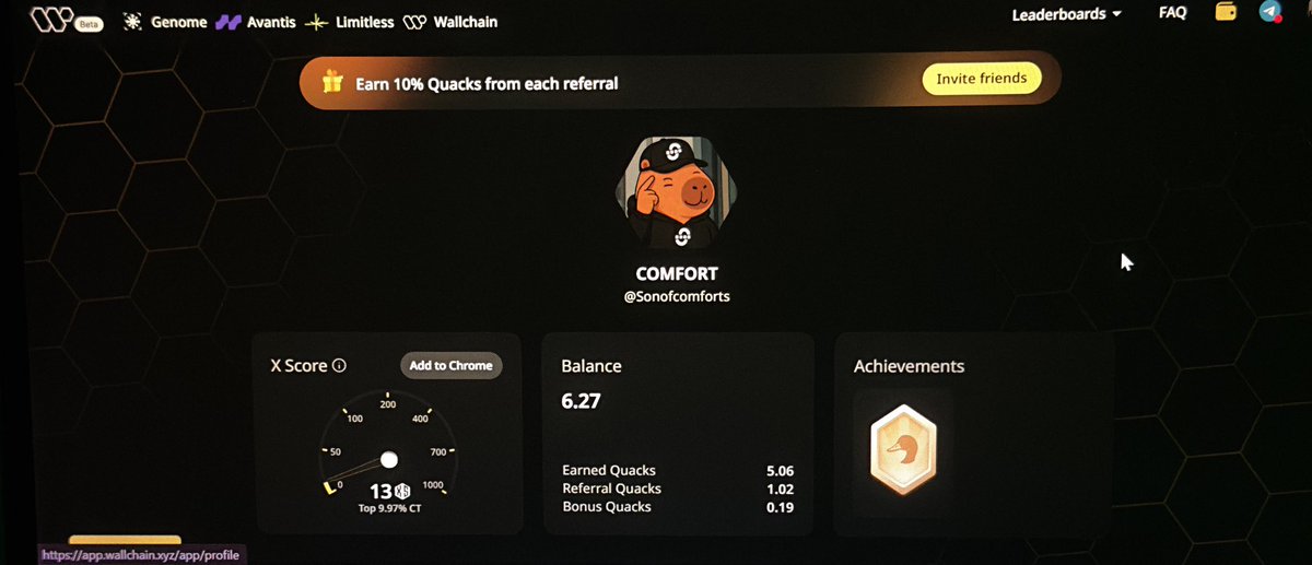 Comfort (Orochi) (@sonofcomforts) on Twitter photo It’s been a while on wallchain but honestly, I love their design, interface.
Anyways let’s talk about <a href="/wallchain_xyz/">Wallchain Quacks</a>
Wallchain is a multifaceted platform operating primarily in the Web3 and decentralized finance (DeFi) space, focusing on innovative solutions for transaction It’s been a while on wallchain but honestly, I love their design, interface.
Anyways let’s talk about <a href="/wallchain_xyz/">Wallchain Quacks</a>
Wallchain is a multifaceted platform operating primarily in the Web3 and decentralized finance (DeFi) space, focusing on innovative solutions for transaction