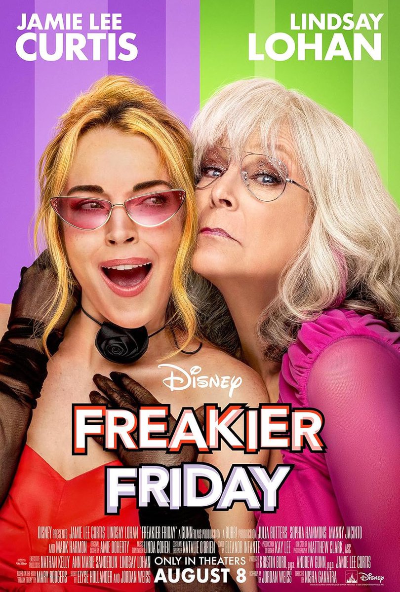 zacm's tweet image. The acting, script, humour, chemistry, callbacks and overall slayage of Freakier Friday gets a 4.5/5 from me. Watching Lindsay Lohan return to cinema screens brings me so much joy. Go see this film. More sequels need the kind of thought the Freakier Friday team put into this one.