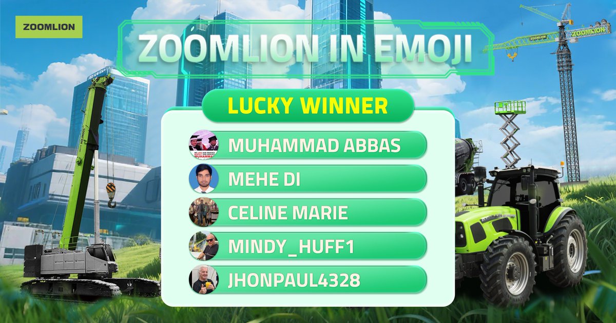 Congratulations to the lucky winners of the #ZOOMLIONinEmoji! 
Each winner will receive a $30 Amazon gift card.
Please DM us with your Name, Phone Number, and Email to claim your gift card by 8/15.
Thanks to everyone who participated! Stay tuned for more challenges ahead!