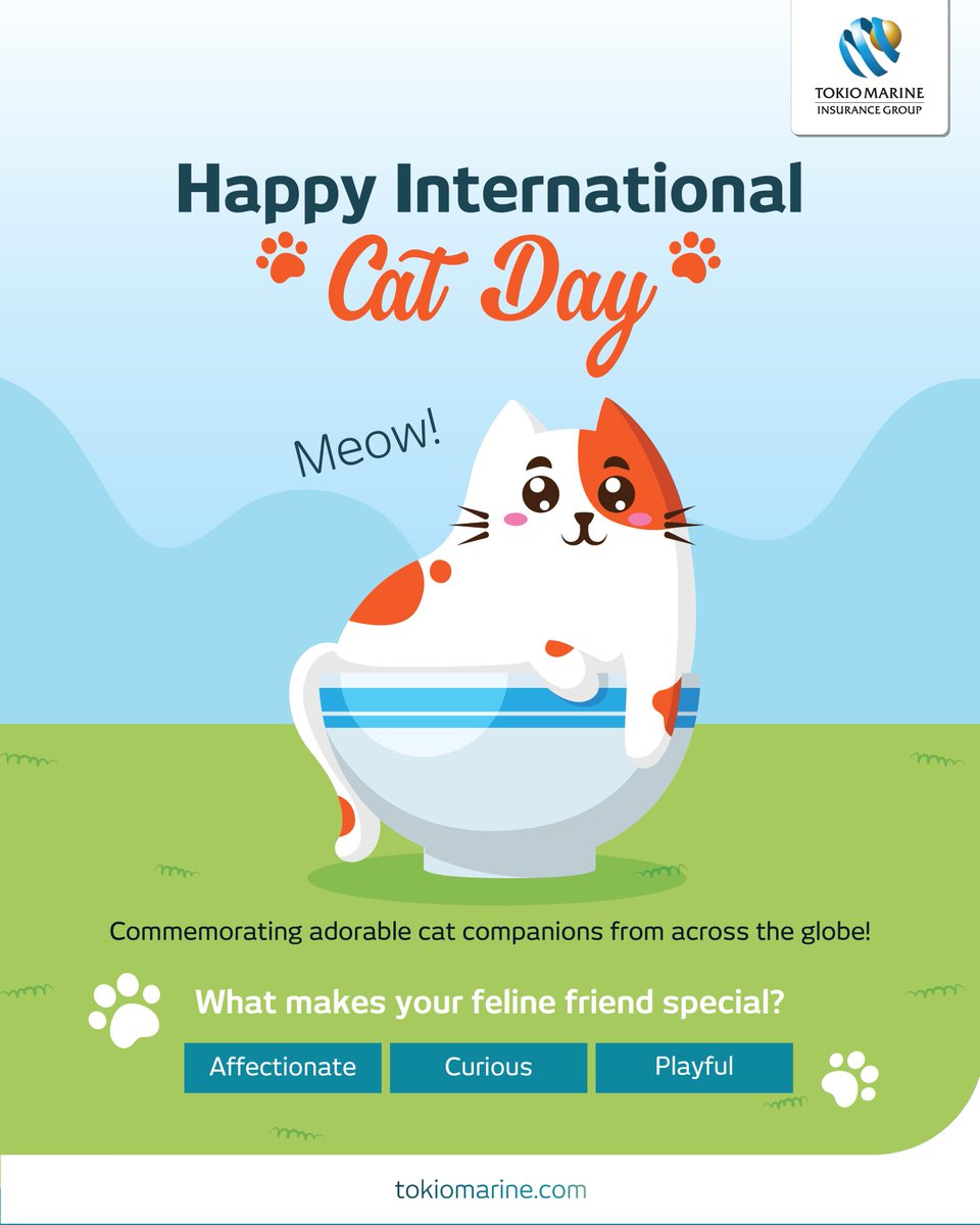 What do you call a cat in a bowl? A Paw-sta! 🍝

Did you know? Cats enjoy hiding in enclosed places because of their natural hunting instincts and predatory behaviors. Let's celebrate our adorable feline companions globally!🐾

#TokioMarine #InternationalCatDay
