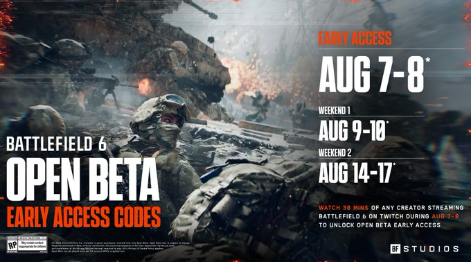 Pandilla: ¿qué pedo con #Battlefield6? Al principio me sentí bien wey, pero ya que vas agarrando el ritmo... ¡Qué chingona experiencia! Si quieren entrarle YA, recuerden que pueden conseguir un código de acceso anticipado viendo 30 min de cualquier stream de BF6 en Twitch.