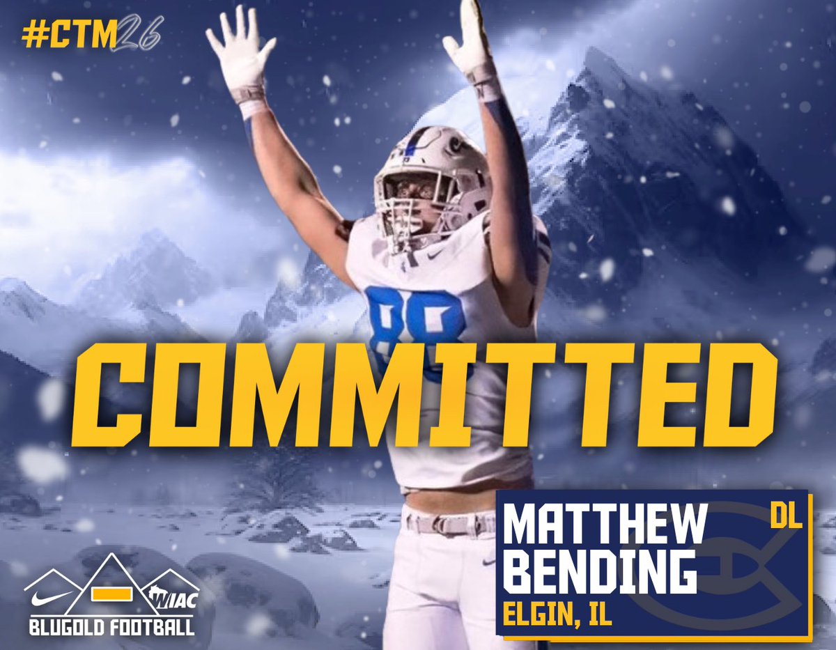 Matthew Bending (@bending_40) on Twitter photo I am extremely excited to announce my commitment to <a href="/UWECFootball/">Blugold Football</a>. Thank you to all the coaches that have helped me through the recruiting process.
#ROLLGOLDS x #CTM26
<a href="/EWErickson/">Erick Erickson</a> <a href="/CoachLangStrong/">Ricky Lang</a> <a href="/CoachGrayvold/">Brady Grayvold</a> <a href="/CoachHoover9/">Tim Hoover</a> I am extremely excited to announce my commitment to <a href="/UWECFootball/">Blugold Football</a>. Thank you to all the coaches that have helped me through the recruiting process.
#ROLLGOLDS x #CTM26
<a href="/EWErickson/">Erick Erickson</a> <a href="/CoachLangStrong/">Ricky Lang</a> <a href="/CoachGrayvold/">Brady Grayvold</a> <a href="/CoachHoover9/">Tim Hoover</a>