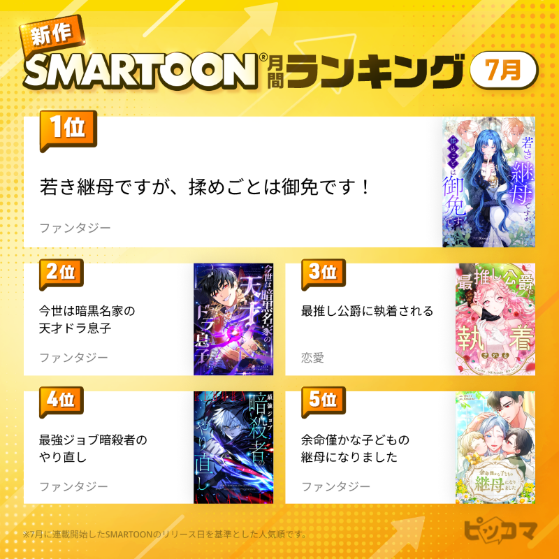 🏆•🏆•━━━━━━━━━ 2025年7月☀️ #新作SMARTOONランキング