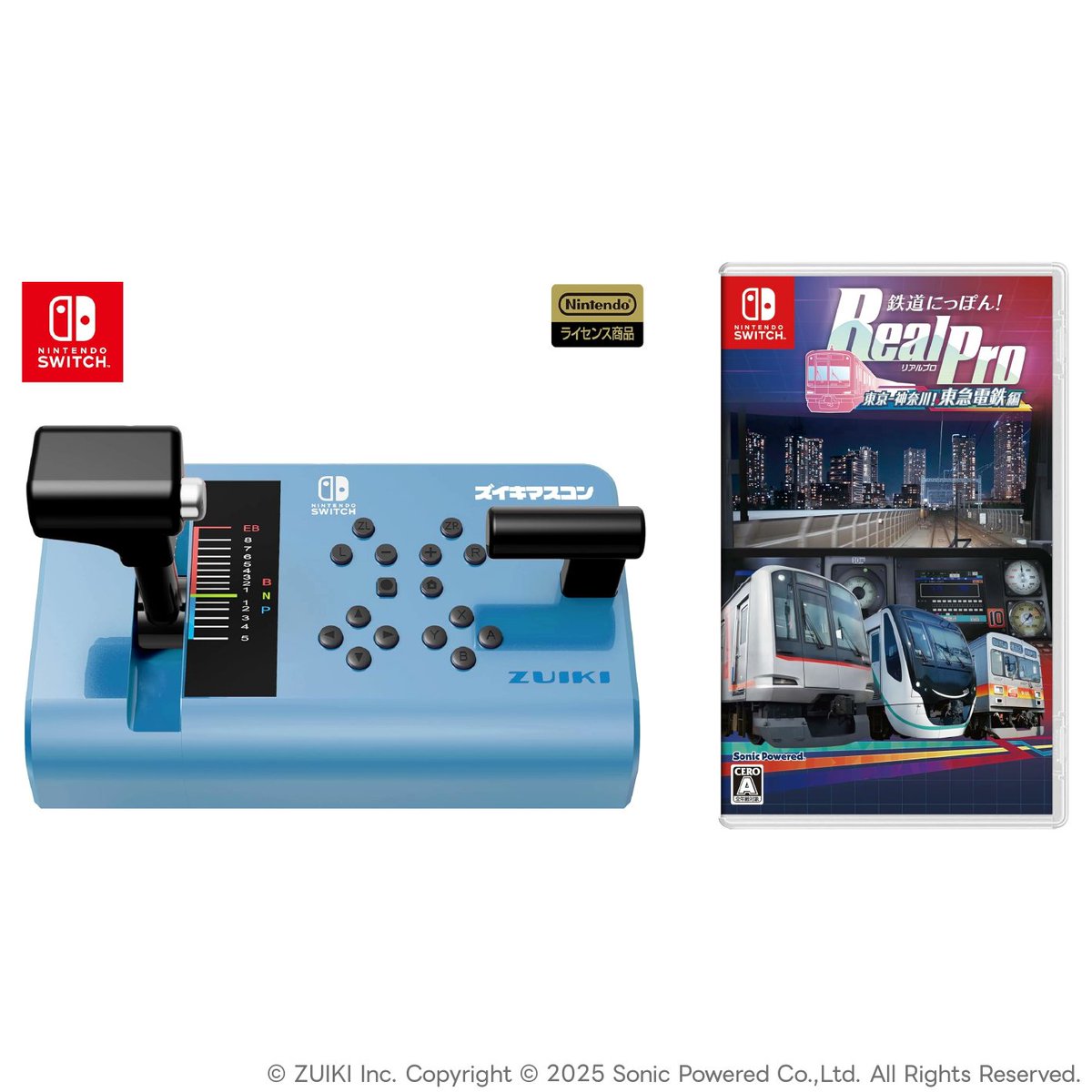 ZUIKI_Store's tweet image. ／
💻予約受付開始
＼
8月8日(金)12時のセール開始と同時に、【ズイキマスコン for Nintendo Switch™ BLUE+鉄道にっぽん！RealPro 東京－神奈川！東急電鉄 編】のセット製品の予約を「ZUIKI STORE」限定で開始いたします🚃
さらにお盆セール期間中はお得な価格に❣…