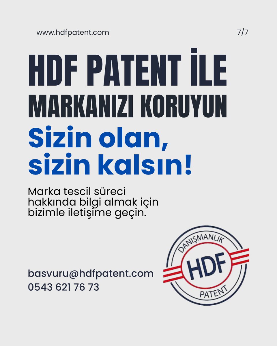 AliHdfpatent's tweet photo. 1. Marka Tescili
Alternatif 1:
🔍 Markanızı duyurmak kadar, korumak da önemli!
🔒 Bir markanın en büyük güvencesi, tescil belgesidir.
⚠️ Tescilsiz markalar; taklit, kötüye kullanım ve hak kaybı riskleriyle karşı karşıyadır. https://t.co/hIAsniKU9Q