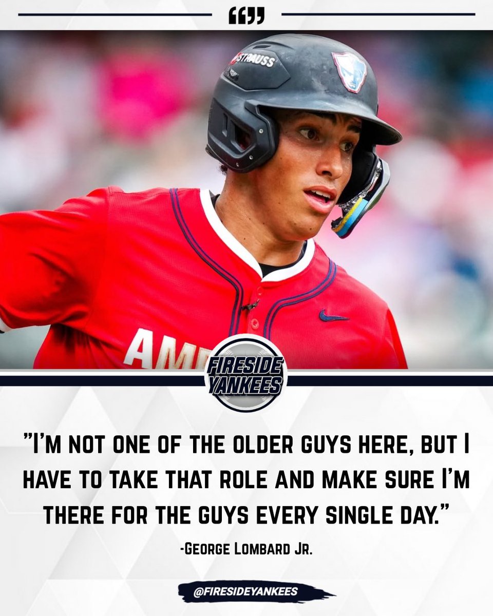 George Lombard Jr. is just 20-years-old, but is already a leader in the Patriots clubhouse💪🏻

"I'm not one of the older guys here, but I have to take that role and make sure I'm there for the guys every single day."

#Yankees