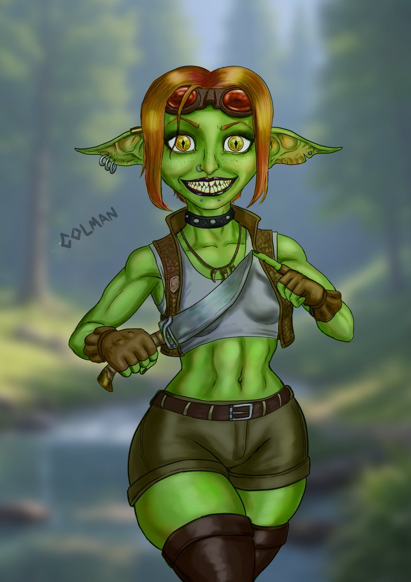 gustavocolman0's tweet photo. treinando um pouco a pintura digital, acho que estou evoluindo, fiquem com essa ilustração da Lili, tambem conhecida como goblinzinha maluca do capitulo 4 de Amon https://t.co/bETXbogN5i