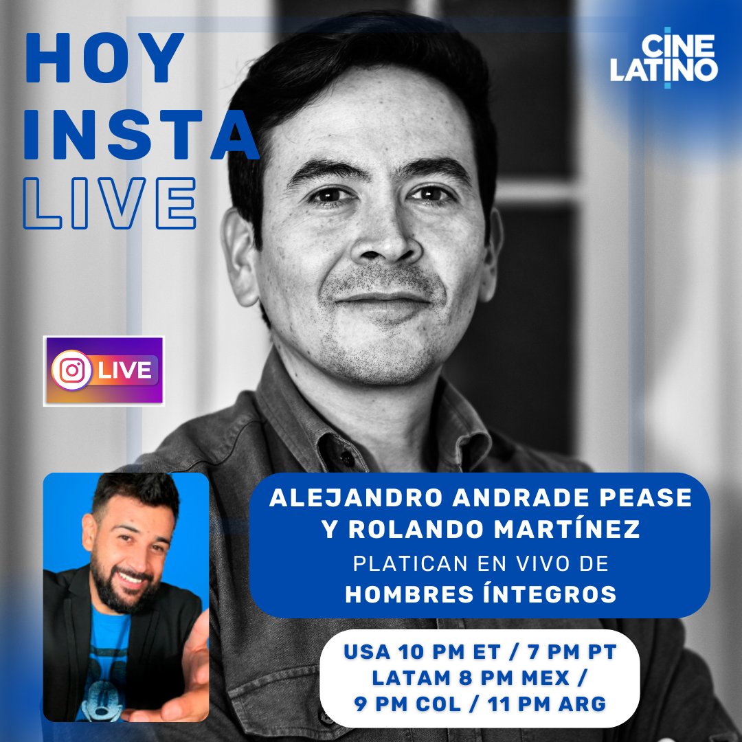 Cinelatino (USA) (@cinelatinousa) on Twitter photo 🤩 HOY, Viernes 8 de Agosto ⭐ Tenemos IG Live con Alejandro Andrade Pease🔥 Por @cinelatinonews ⏰ 10 pm PT | 7 PT USA y 8 pm MEX | 9 COL | 11 ARG.
<a href="/rolandocines/">Rolando Martínez</a> <a href="/alex_a_pease/">Alex Andrade Pease</a>
#Cinelatino #CinelatinoUSA #CinelatinoLATAM #entrevistasenvivo #rolandomartinez 🤩 HOY, Viernes 8 de Agosto ⭐ Tenemos IG Live con Alejandro Andrade Pease🔥 Por @cinelatinonews ⏰ 10 pm PT | 7 PT USA y 8 pm MEX | 9 COL | 11 ARG.
<a href="/rolandocines/">Rolando Martínez</a> <a href="/alex_a_pease/">Alex Andrade Pease</a>
#Cinelatino #CinelatinoUSA #CinelatinoLATAM #entrevistasenvivo #rolandomartinez