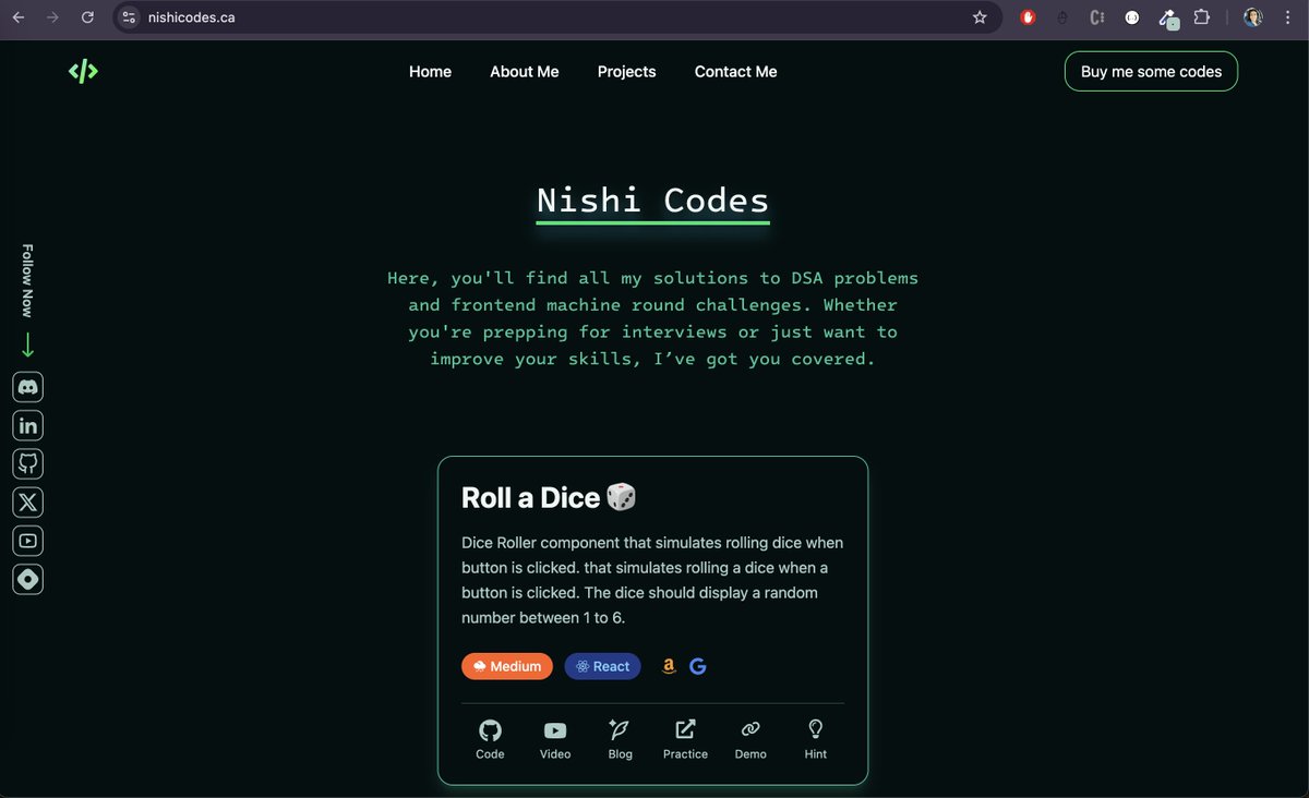 01nishisurti's tweet image. 🚀 My Portfolio is LIVE → nishicodes.ca
Not long ago: copy-paste code, no clue what it did.
Today: built my portfolio line by line, no AI — just HTML, CSS, JS & React.
This isn’t a flex.
@perborgen & @scrimba Thanks !
#DeveloperJourney #Portfolio #SelfTaught