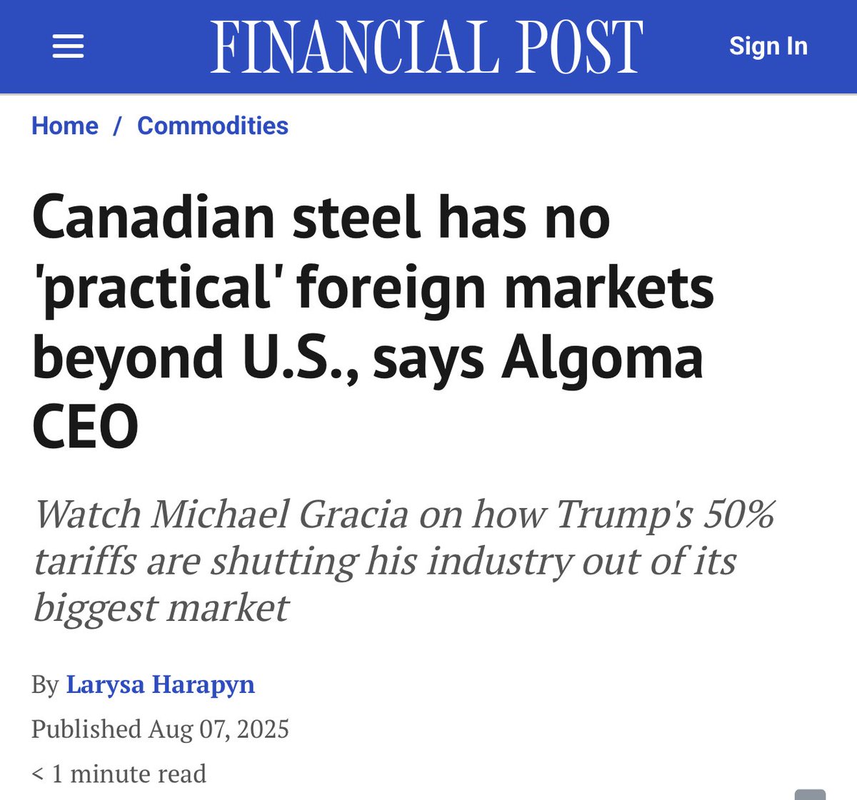 Mario Zelaya (@mario4thenorth) on Twitter photo HOLY SH**
This just slapped Carney right across his “we’re-our-own-best-customer” face.
<a href="/JasminLaine_/">Jasmin Laine 🇨🇦</a> nailed it & summarized it beautifully: Europe is not a substitute for the US Market. HOLY SH**
This just slapped Carney right across his “we’re-our-own-best-customer” face.
<a href="/JasminLaine_/">Jasmin Laine 🇨🇦</a> nailed it & summarized it beautifully: Europe is not a substitute for the US Market.