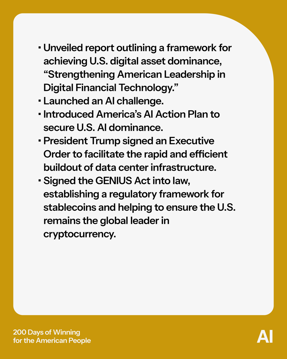 🇺🇸 200 DAYS: TRUMP’S 100-200 DAY AI DOMINANCE. 

LEADING THE FUTURE! 🚀