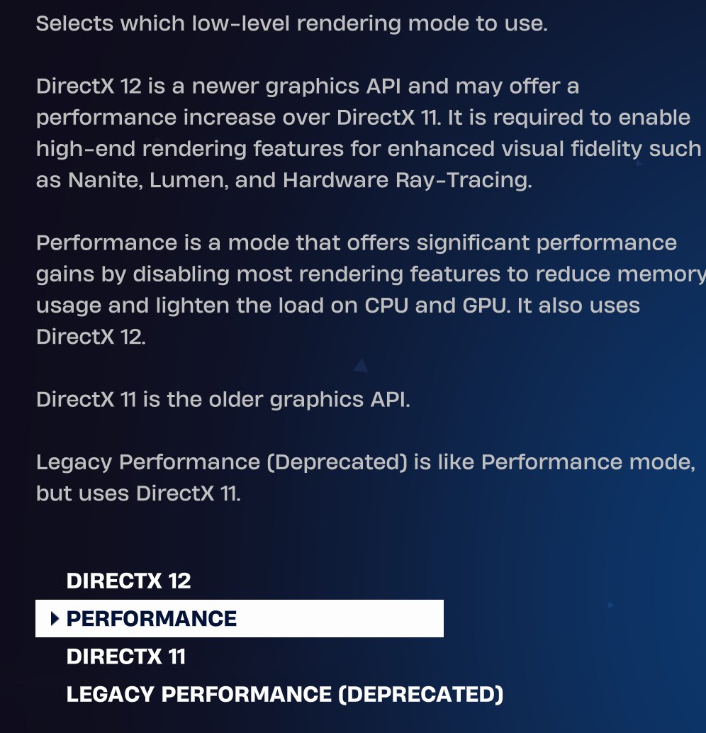DX12 outperforms DX11 in most cases.

- Use the new performance renderer.
- If stuttering occurs, play a few BR games to rule out shader cache issues.
- If stuttering persists, switch to Legacy Performance mode.
- For AMD GPUs, I recommend the new Performance mode renderer.

RT