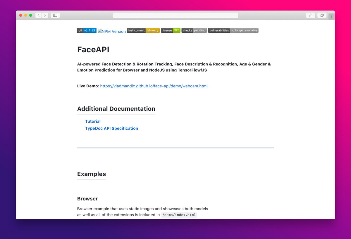 essamamdani's tweet image. FaceAPI - AI-powered face detection, recognition, age, gender, and emotion prediction for browser and Node.js. #FaceDetection #AI #TensorFlow #WebDevelopment