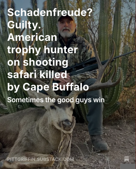 Asher Watkins was an American trophy hunter. He traveled the world to find a variety of animals in the wild. And kill them

On Sunday, a Cape Buffalo put an end to his cruelty
dailykos.com/stories/2025/8…