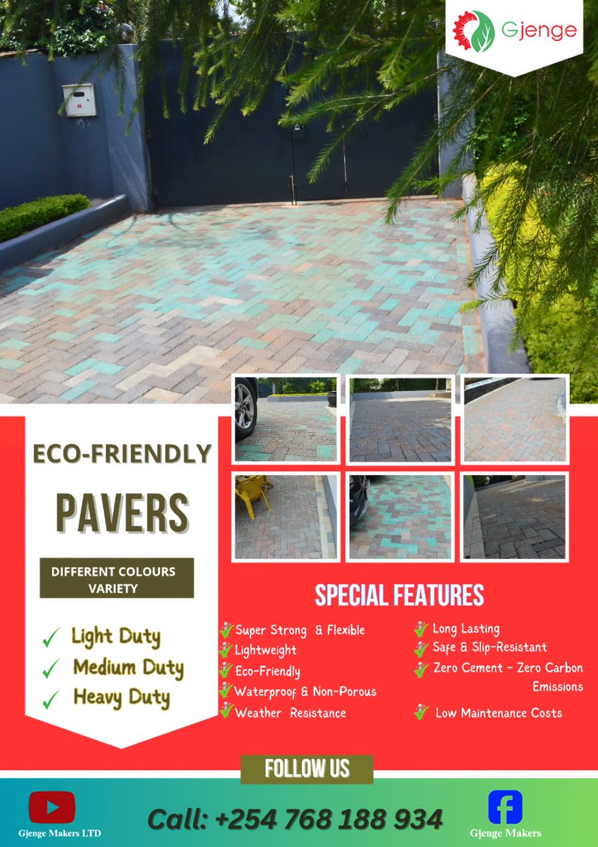 Gjenge Makers Ltd (@gjenge_makers) on Twitter photo Allow us to decorate your driveways, walkways, and patios with class because plain ain't our thing😀
P.S. Beauty starts from the ground up.👌
We are only a call away‼️
+254768188934
#gjengemakers #sustainability #recycling #greeneconomy #pavingwithpurpose Allow us to decorate your driveways, walkways, and patios with class because plain ain't our thing😀
P.S. Beauty starts from the ground up.👌
We are only a call away‼️
+254768188934
#gjengemakers #sustainability #recycling #greeneconomy #pavingwithpurpose
