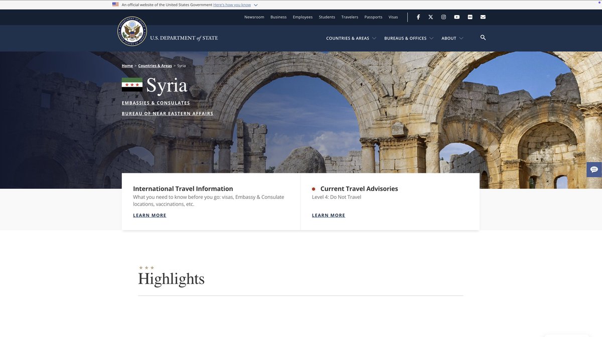 The #US. Department of State has adopted the new #Syrian flag on its official website.
state.gov/countries-area…