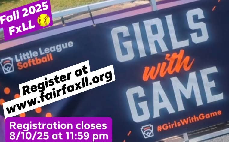 Fairfax Little League (@fxll) on Twitter photo Register for the <a href="/FXLL/">Fairfax Little League</a> Softball Fall 2025 season. Players born between 1/1/12- 2018 & who live or go to school within FxLL or ANSLL boundaries are eligible to play in one of our 3 Softball divisions- AA, AAA, & Majors.
To register visit- fairfaxll.org Register for the <a href="/FXLL/">Fairfax Little League</a> Softball Fall 2025 season. Players born between 1/1/12- 2018 & who live or go to school within FxLL or ANSLL boundaries are eligible to play in one of our 3 Softball divisions- AA, AAA, & Majors.
To register visit- fairfaxll.org