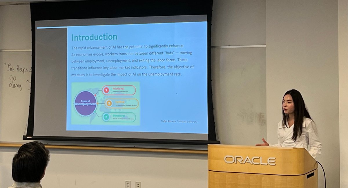 BostonJavaUsers's tweet image. Nailya Alim presenting on &quot;The impact of AI on unemployment rates in the U.S.&quot;