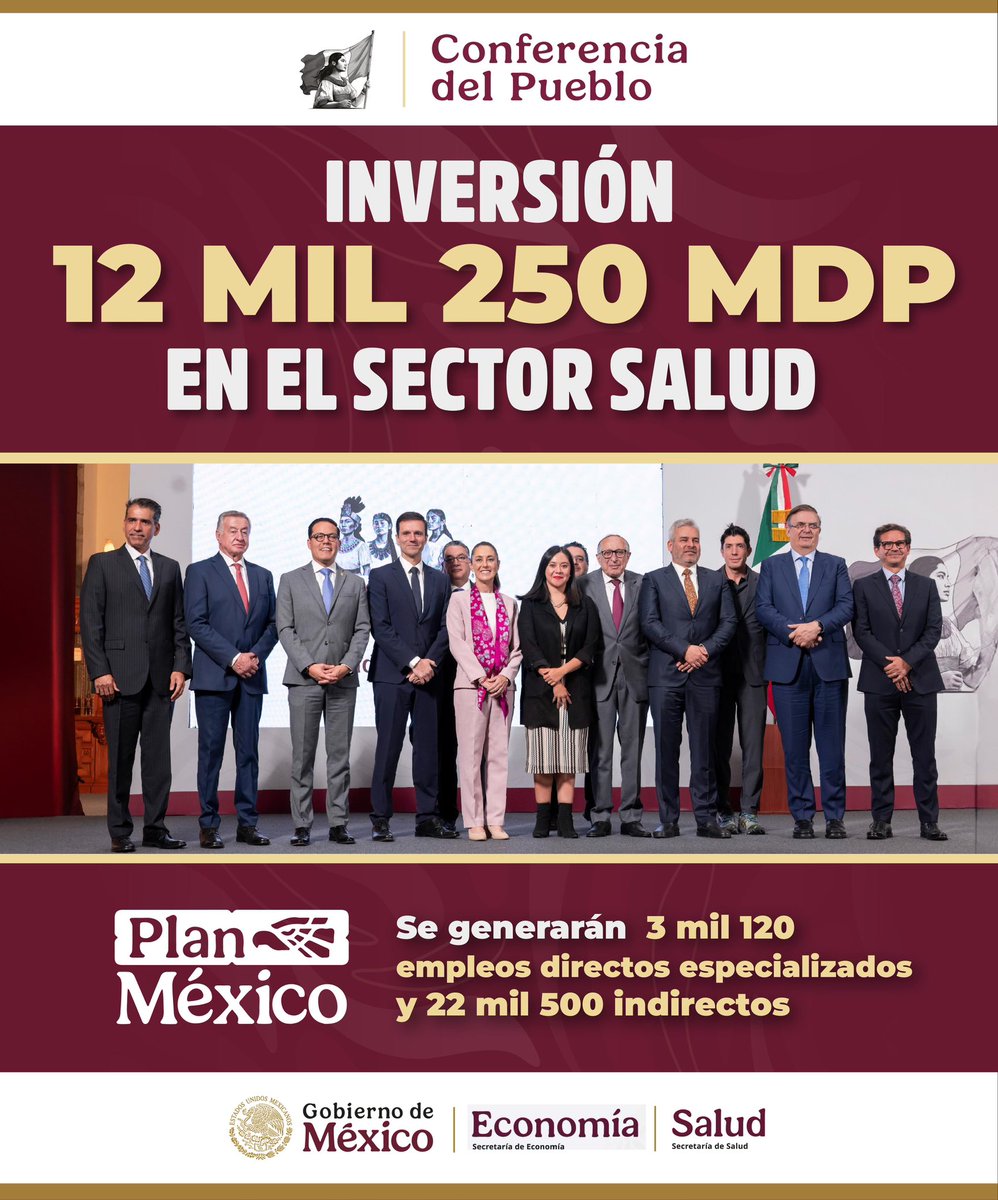 PLAN MÉXICO: INDUSTRIA FARMACÉUTICA INVERTIRÁ 12 MIL 250 MDP 💸👏🏽

💰 Las empresas farmacéuticas que invertirán en México son:

🔹Boehringer Ingelheim - 3 mil 500 mdp
🔹Carnot Laboratorios - 3 mil 500 mdp
🔹Bayer - 3 mil mdp
🔹AstraZeneca - 2 mil 250 mdp

💼 La inversión generará