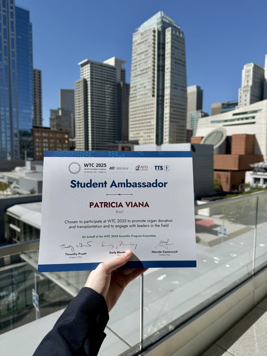 Meta Analysis Academy (@metaacademy_ofc) on Twitter photo Patricia Viana (<a href="/PatriciaCMViana/">Patricia C. M. Viana</a>), final-year med student and the LinkedIn Coordinator at Meta-Analysis Academy, was selected as one of the six global Student Ambassadors - and the only one from Latin America - at the World Transplant Congress 2025!
Each Student Ambassador Patricia Viana (<a href="/PatriciaCMViana/">Patricia C. M. Viana</a>), final-year med student and the LinkedIn Coordinator at Meta-Analysis Academy, was selected as one of the six global Student Ambassadors - and the only one from Latin America - at the World Transplant Congress 2025!
Each Student Ambassador