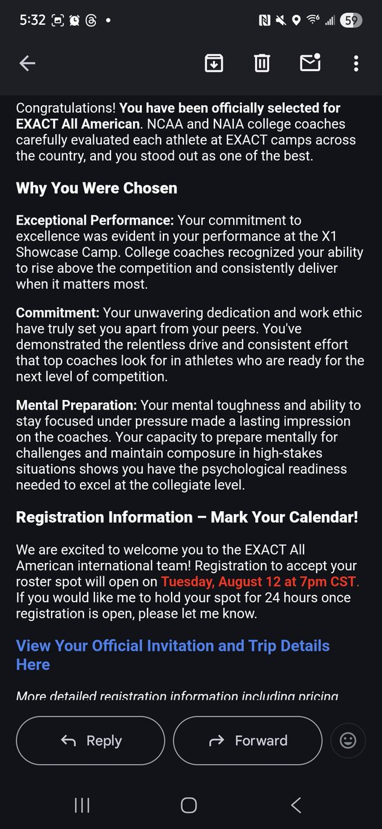 Blessed to receive this invite from Exact All American. Not sure if I'm going to be able to attend, but we'll see🙏