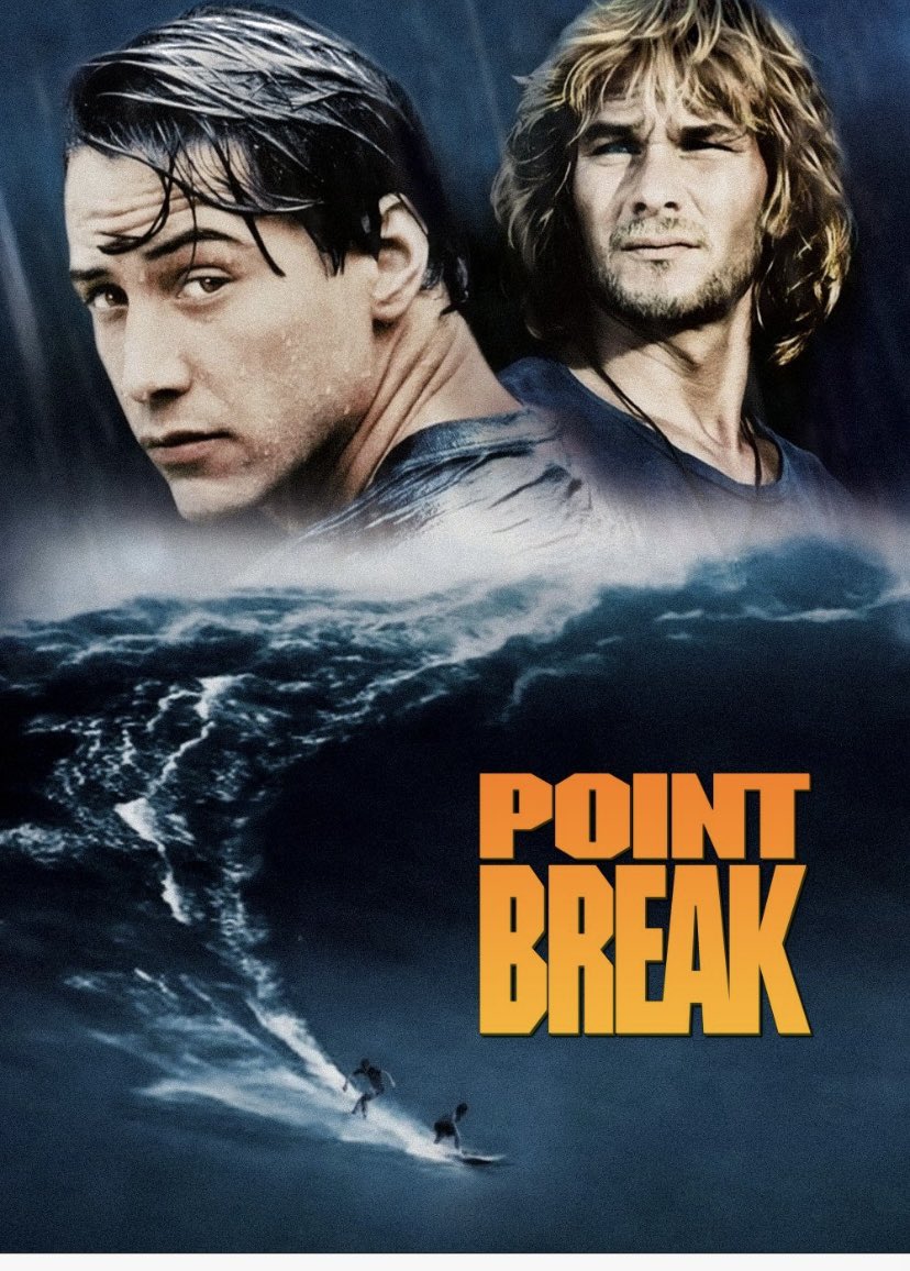 Watching point Break for the millionth time. 
I just love it.
