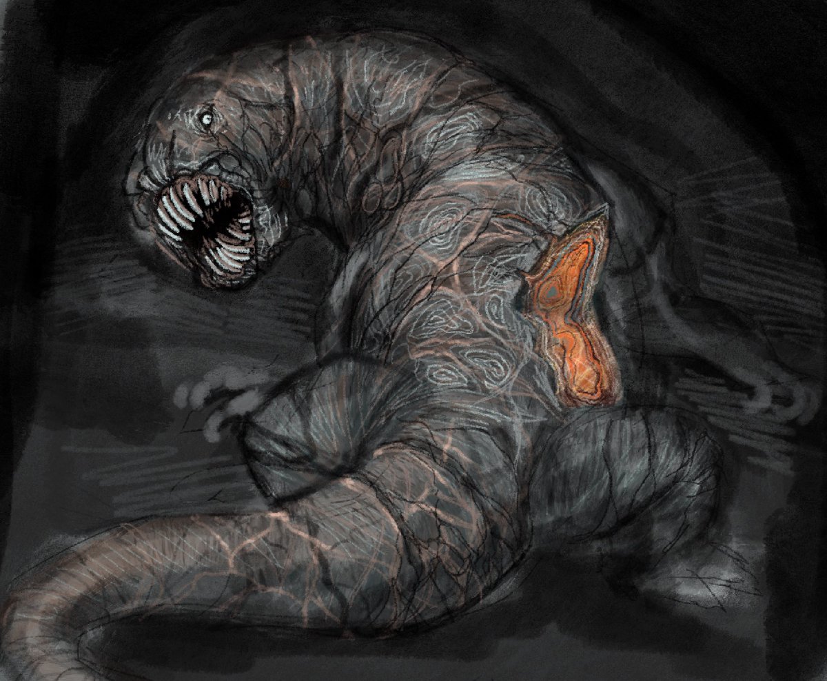 #smaugust2025 my turn for a dragon, a mineral wyrm that roams abandoned dragon caves.