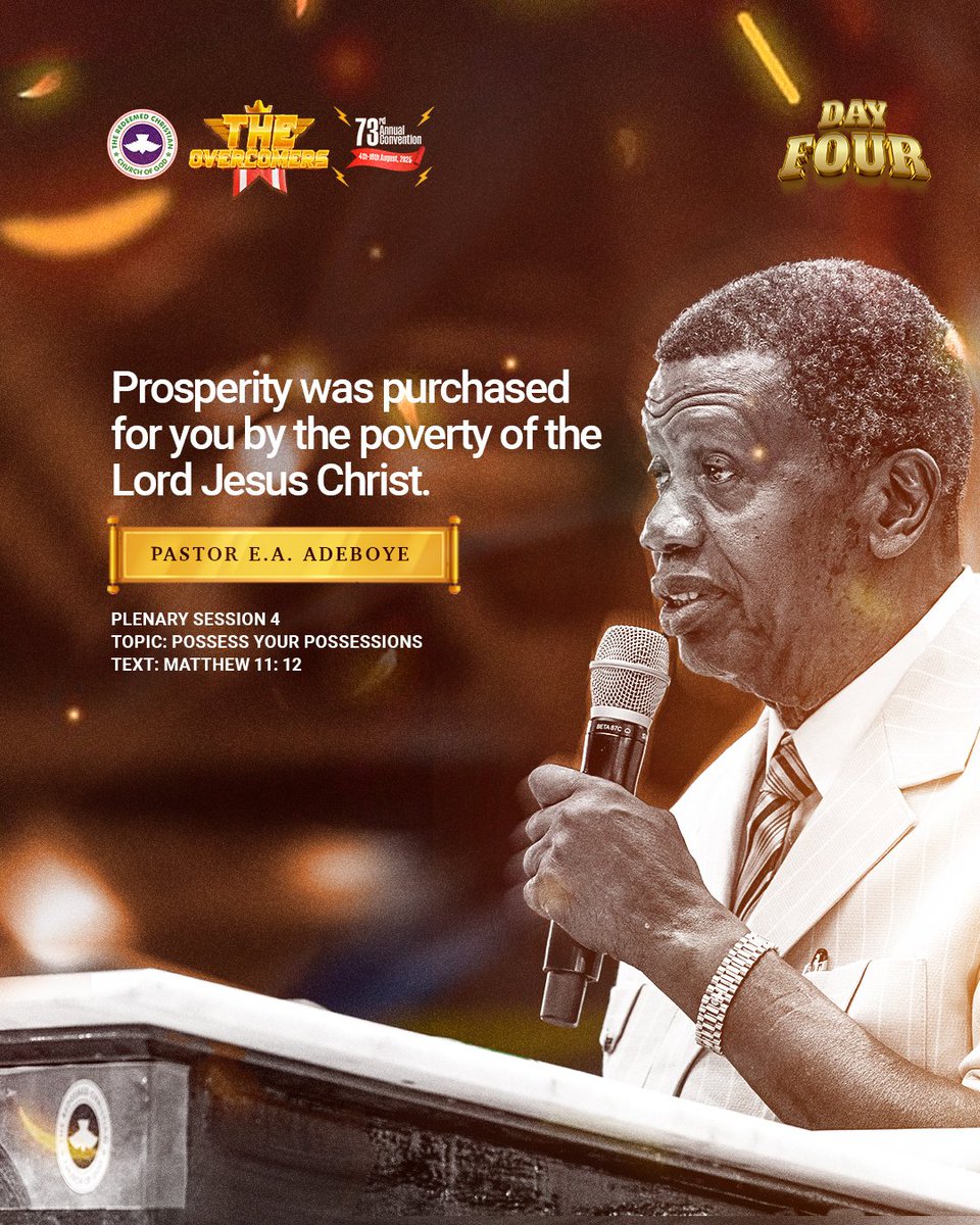 Prosperity was purchased for you by the poverty of the Lord Jesus Christ.

Day 4
Deliverance Service 

#TheOvercomers
#RCCGAnnualConvention2025
#RCCG