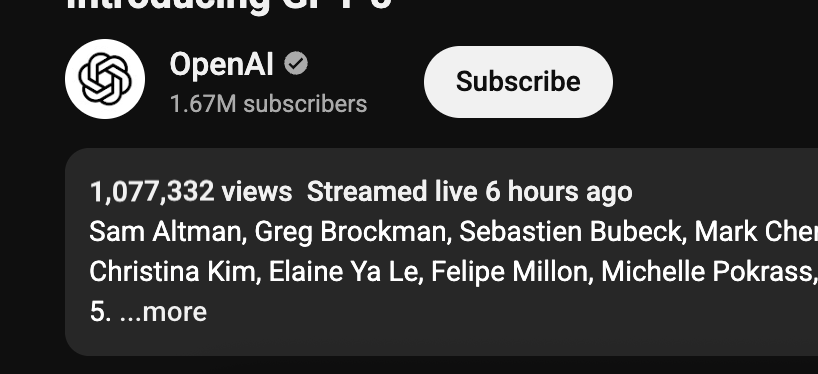 GPT-5 launch video has 1M views.

The population of earth is 8.1B.

This is like knowing about the internet in the 90s.

You are still early.