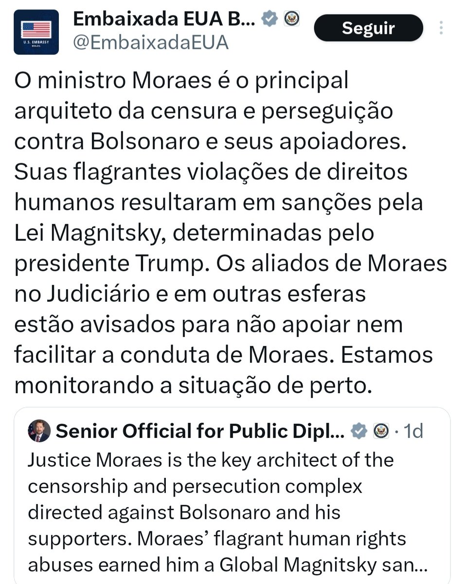 Manifestação completamente inaceitável. Já passou da hora do Itamaraty dar uma resposta a esse tipo de descalabro. E é bom pra certo tipo de direita e de esquerda entenderem o real significado do "Tio Sam".
