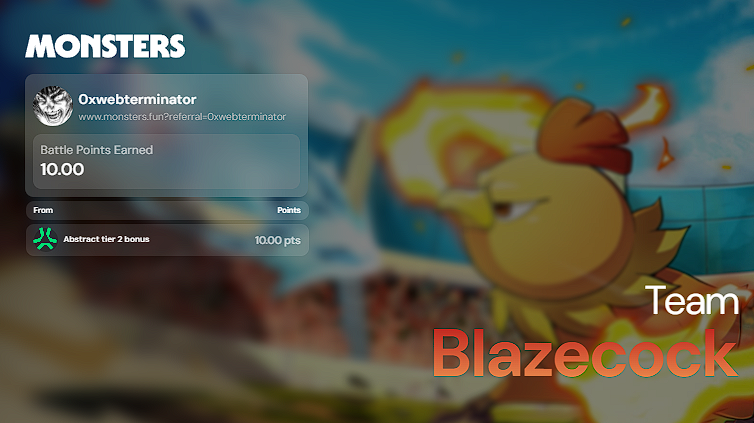 Better late than never, <a href="/monstersdotfun/">Monsters</a> looks solid here, team blazecock FTW!

Claim yours and use my link for bonus points -&gt; monsters.fun/?referral=0xwe…