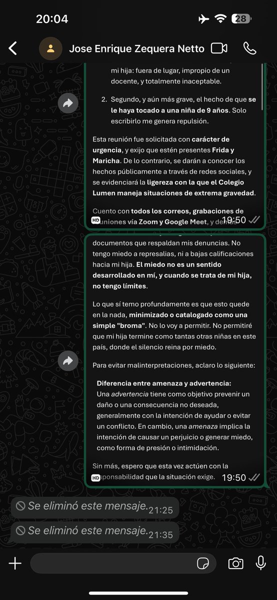 Ehhh! Que pasó profe? Porque borraste tus mensajes y me bloqueaste? No era que solo fue una broma mal interpretada? Ahora que llueve necesitas el paraguas? Te creía más corajudo con los adultos también.