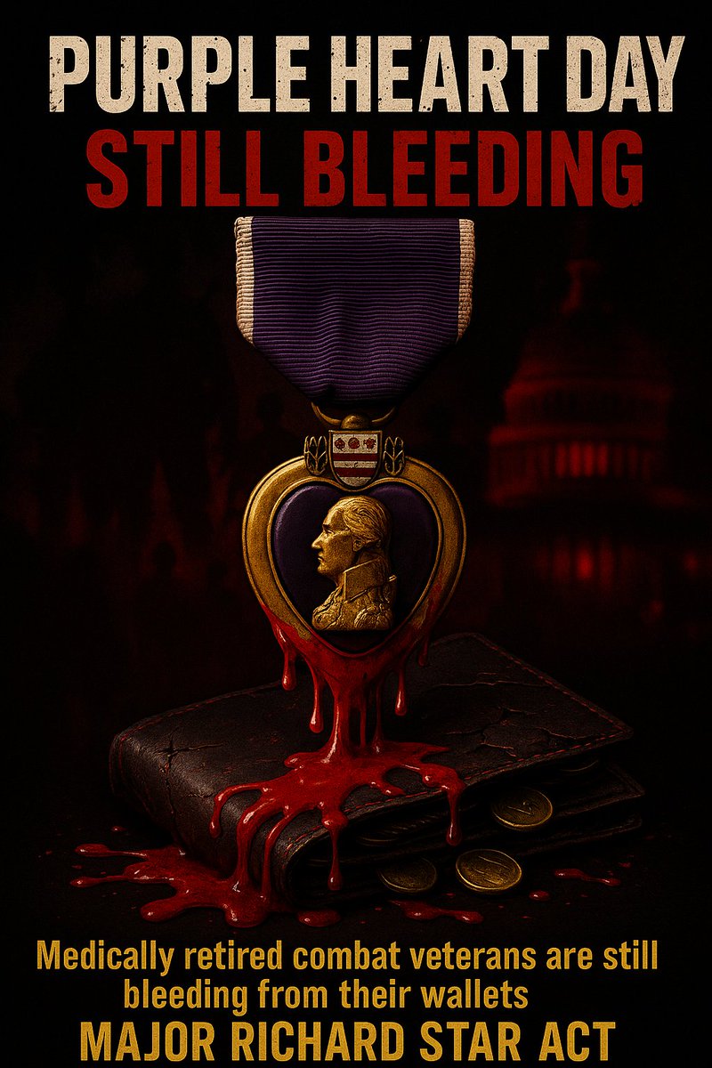 On National Purple Heart Day, medically retired combat veterans are still bleeding from their wallets! Pass the Major Richard Star Act! @SecDef <a href="/VP/">Vice President JD Vance</a> <a href="/JDVance/">JD Vance</a> <a href="/RepGusBilirakis/">Gus Bilirakis</a> <a href="/SenWarren/">Elizabeth Warren</a> <a href="/crapoforsenate/">Mike Crapo</a> <a href="/SenBlumenthal/">Richard Blumenthal</a>